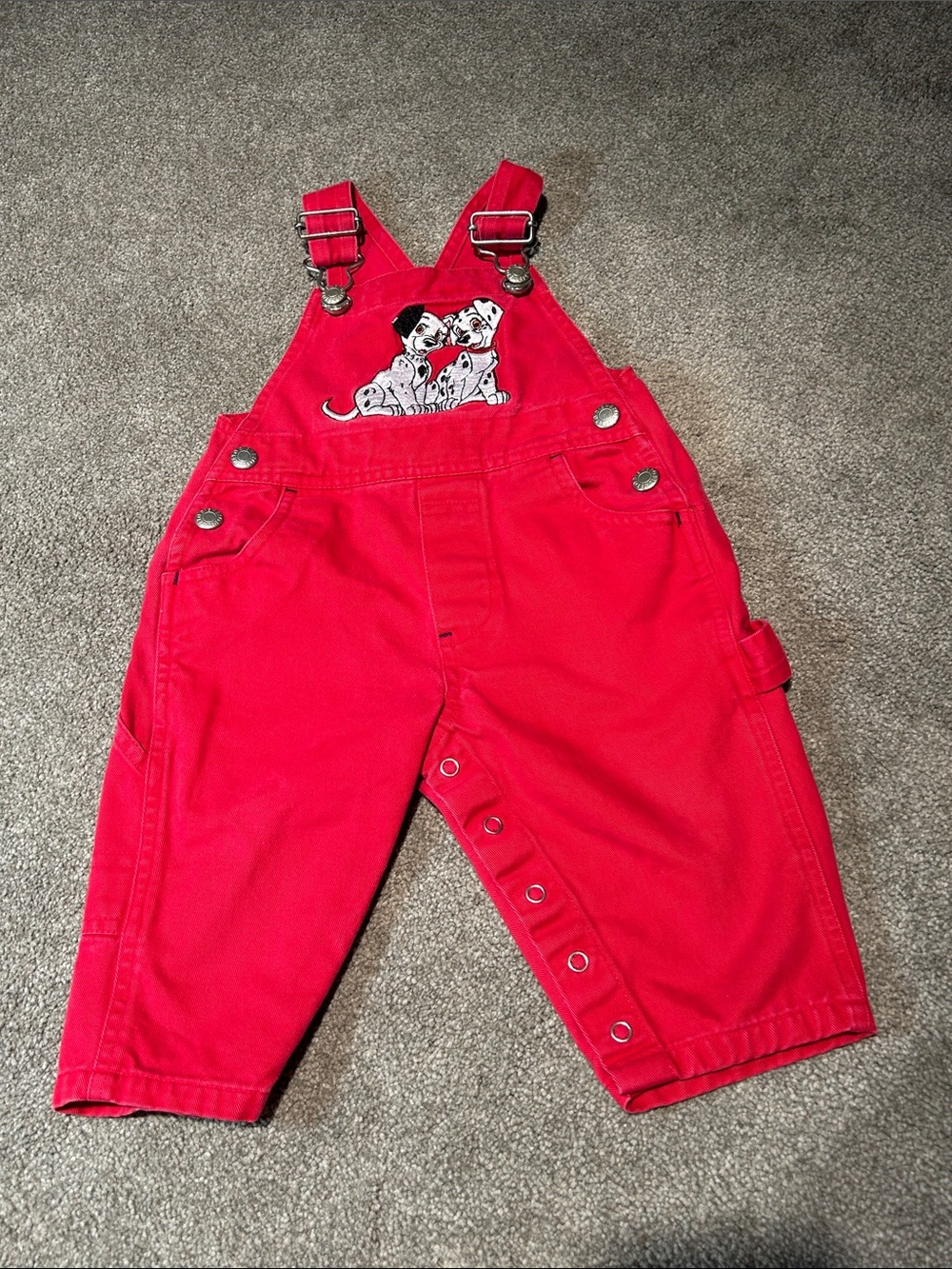 Vintage Disney Red Kids Overalls with Dalmatian Patch